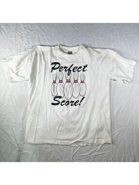 Vintage Catapult Cotton Gear XL Perfect Score Bowling Pins Graphic T-Shirt